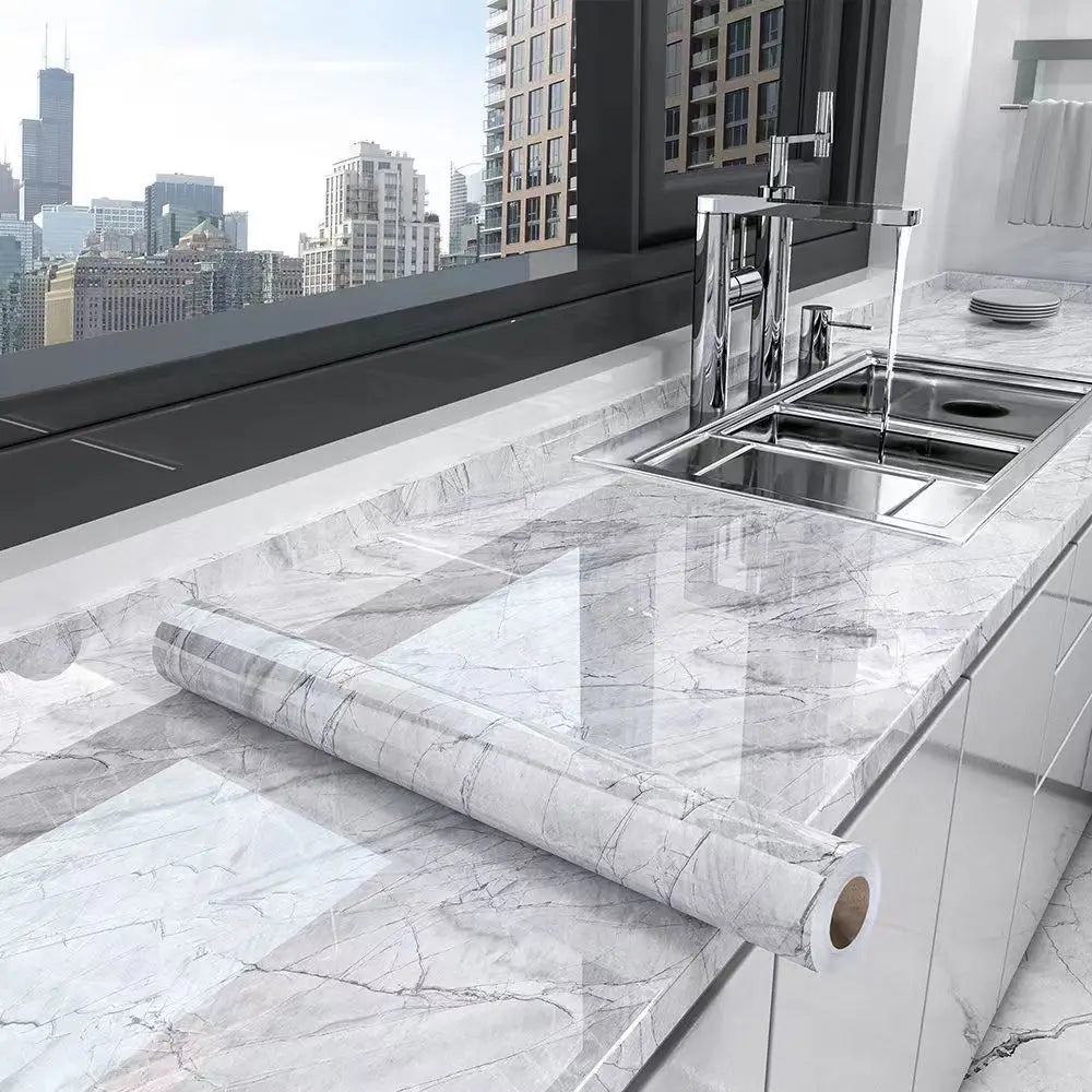 DIY 55cm Marble Self-adhesive Wallpaper Bathroom Kitchen Dining Room Cabinet Countertop Wall Sticker Waterproof And Mildew Proof