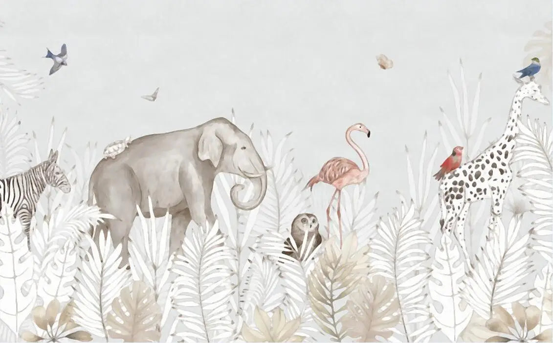 Milofi custom 3D large wallpaper mural hand-painted Nordic forest small animal kindergarten jungle sticker background wall