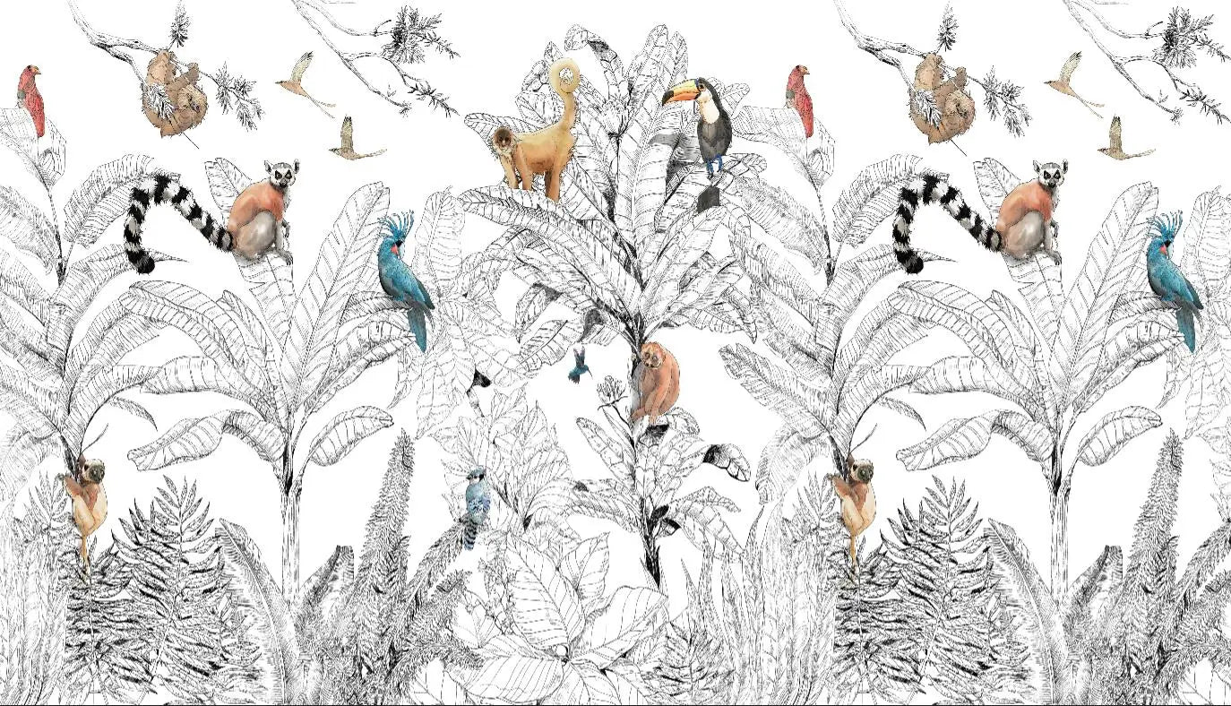 Milofi custom 3D large wallpaper mural hand-painted Nordic forest small animal kindergarten jungle sticker background wall