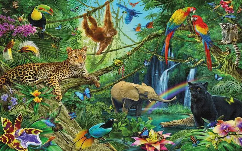 Milofi custom 3D large wallpaper mural hand-painted Nordic forest small animal kindergarten jungle sticker background wall