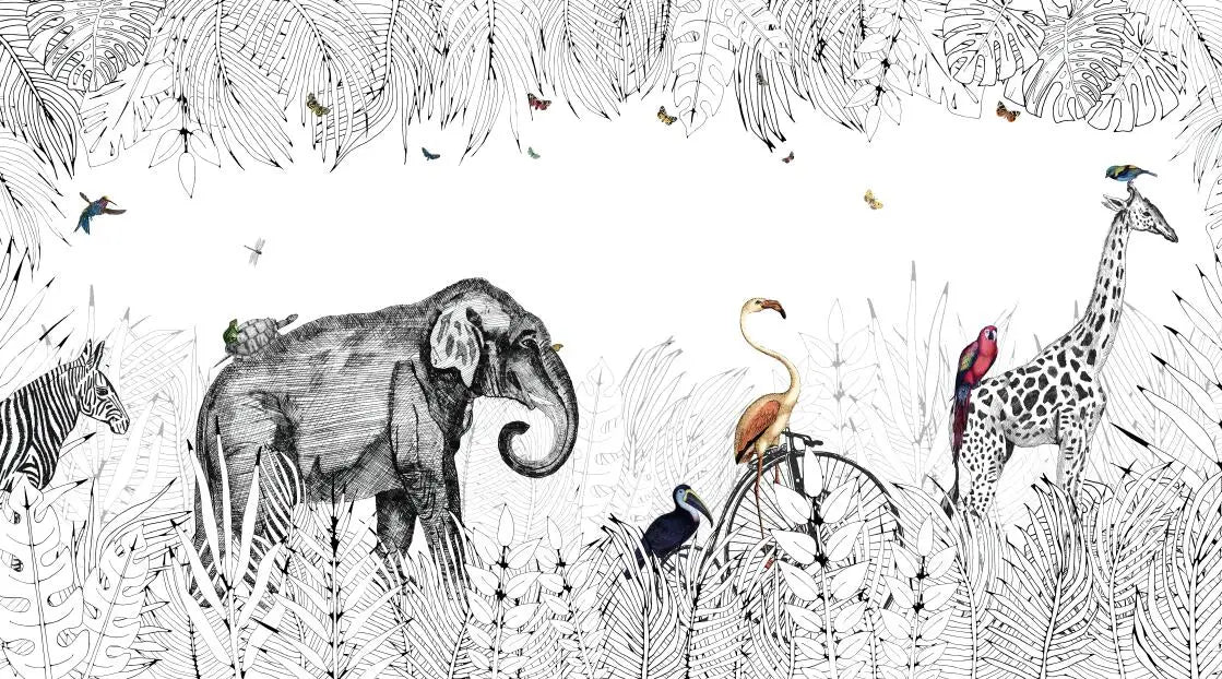 Milofi custom 3D large wallpaper mural hand-painted Nordic forest small animal kindergarten jungle sticker background wall
