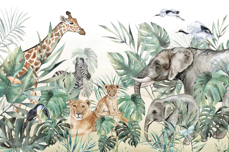 Milofi custom 3D large wallpaper mural hand-painted Nordic forest small animal kindergarten jungle sticker background wall