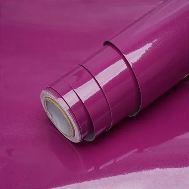 60cm Width Glossy Self Adhesive Solid Wallpaper Vinyl Marble Wall Stickers Waterproof Contact Paper for Kitchen Home Decor Film