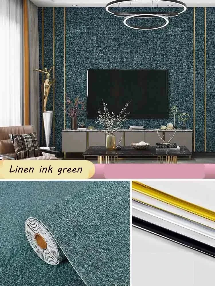 Self-adhesive Diatom Mud Wallpaper Thickened TV Background Linen wallpaper Bedroom Renovation Home Decor XPE Foam Wall Stickers