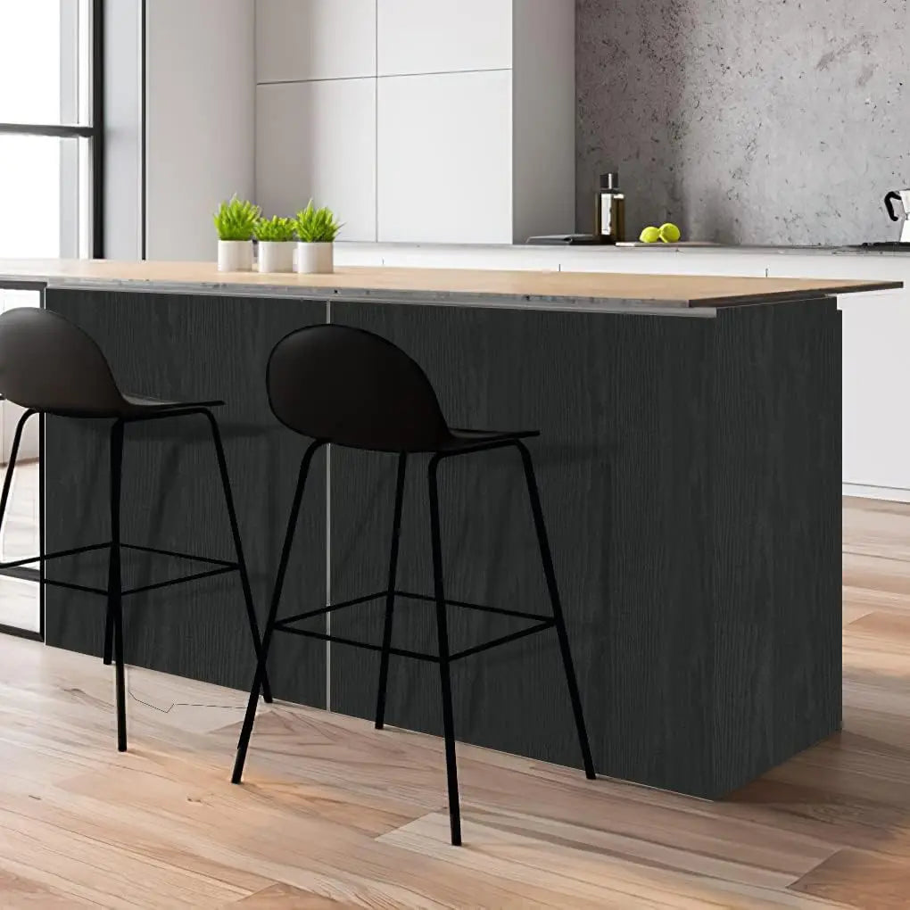 Black Wood Contact Paper Peel and Stick Self-Adhesive Wallpaper,Decorative Vinyl Film for Countertop Cabinets,Easy to Clean