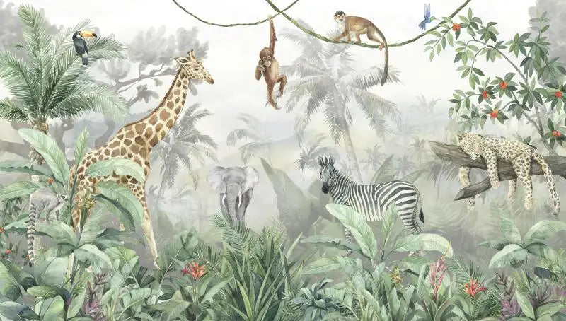 Milofi custom 3D large wallpaper mural hand-painted Nordic forest small animal kindergarten jungle sticker background wall