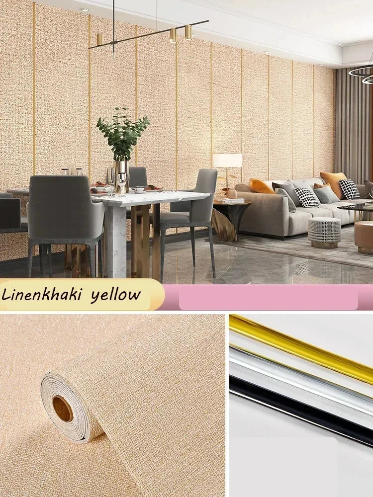 Self-adhesive Diatom Mud Wallpaper Thickened TV Background Linen wallpaper Bedroom Renovation Home Decor XPE Foam Wall Stickers