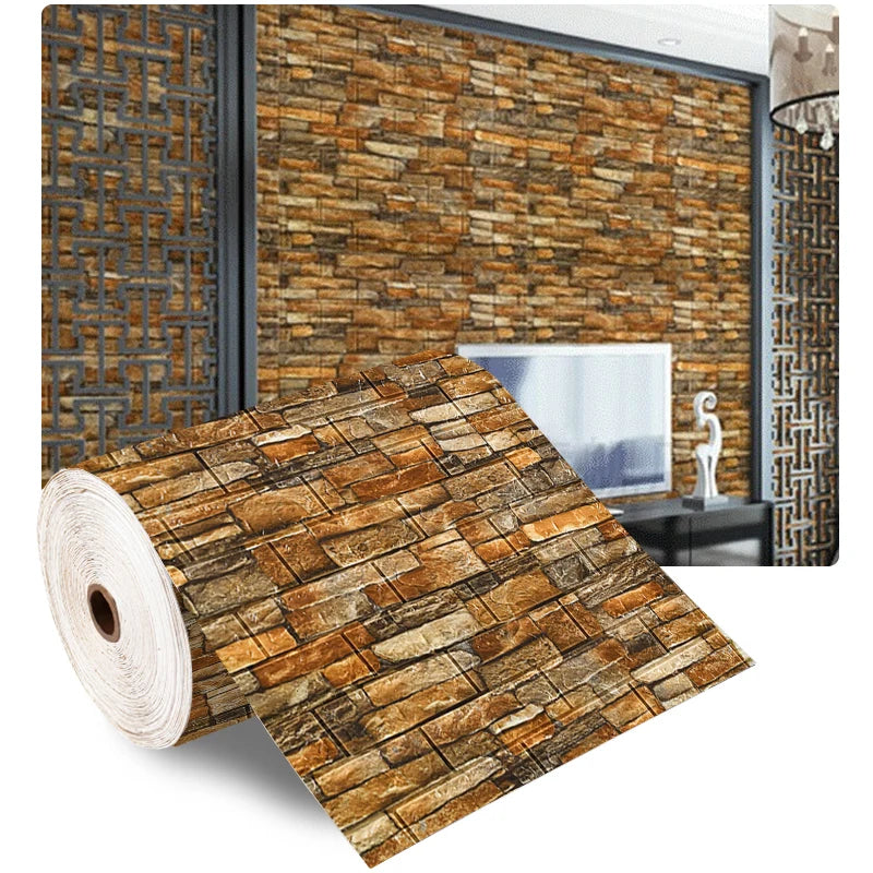 70cmX500cm DIY 3D Wallpaper Moisture Proof Modern Home Decoration Self-adhesive Waterproof Wall Stickers Brick Pattern