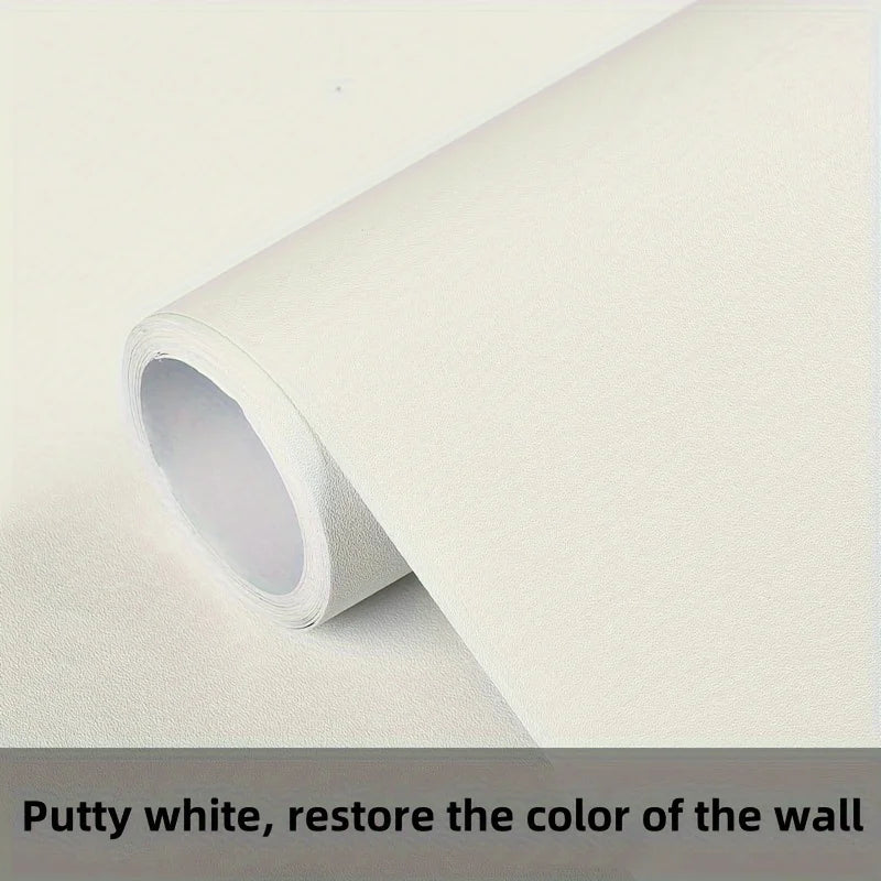 Self-Adhesive White PVC Wallpaper Waterproof Moisture-Resistant Home Renovation Bedroom & Living Room Table Decor Wallpaper