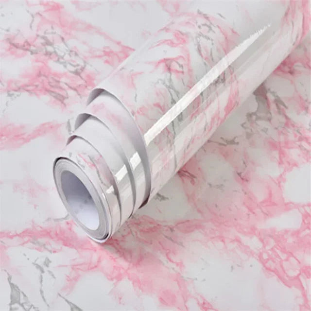 60cm Width Glossy Self Adhesive Solid Wallpaper Vinyl Marble Wall Stickers Waterproof Contact Paper for Kitchen Home Decor Film