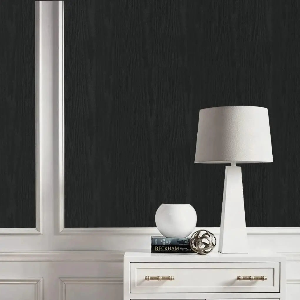 Black Wood Contact Paper Peel and Stick Self-Adhesive Wallpaper,Decorative Vinyl Film for Countertop Cabinets,Easy to Clean