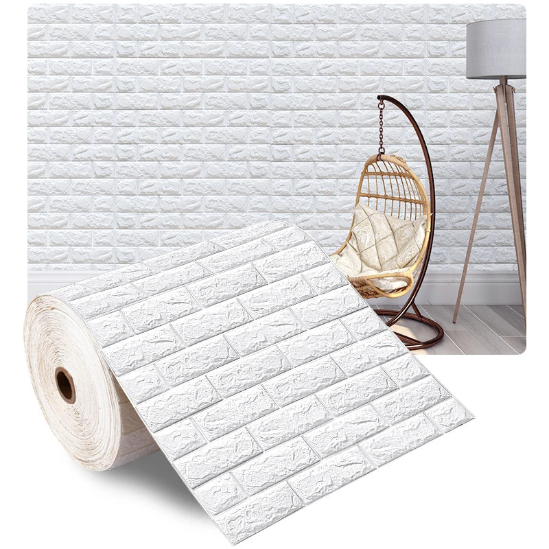 70cmX500cm DIY 3D Wallpaper Moisture Proof Modern Home Decoration Self-adhesive Waterproof Wall Stickers Brick Pattern