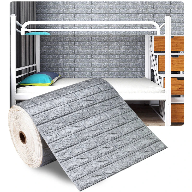 70cmX500cm DIY 3D Wallpaper Moisture Proof Modern Home Decoration Self-adhesive Waterproof Wall Stickers Brick Pattern