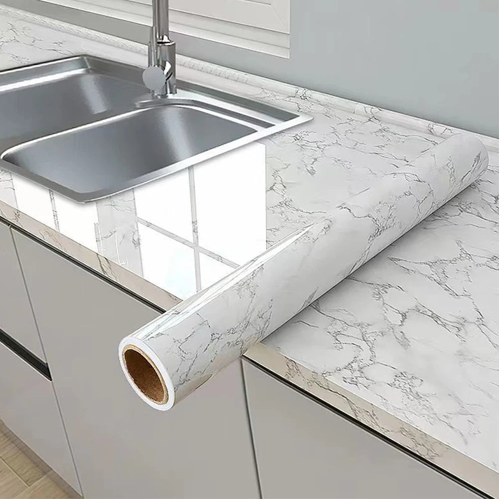 Heat/Waterproof Vinyl Wallpaper - Self-Adhesive Removable Film for Kitchen, Bathroom, Desk & Furniture