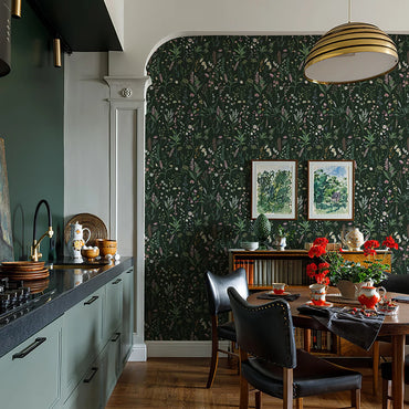 Green Leaves And Floral PVC Wallpaper Self-adhesive Spring Fireplace Stickers Waterproof Bathroom PVC Wallpaper Home Decor