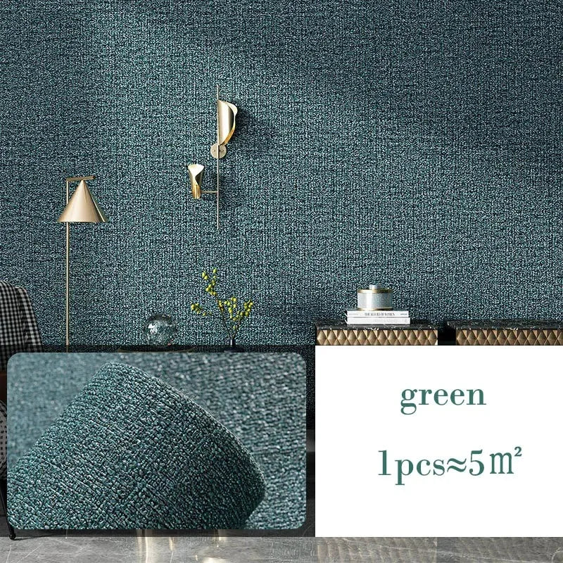 3D DIY Thicken Waterproof Mildew Proof Self-adhesive Insulation Wallpaper Linen Plain Color Stickers Renovation Wall Stickers