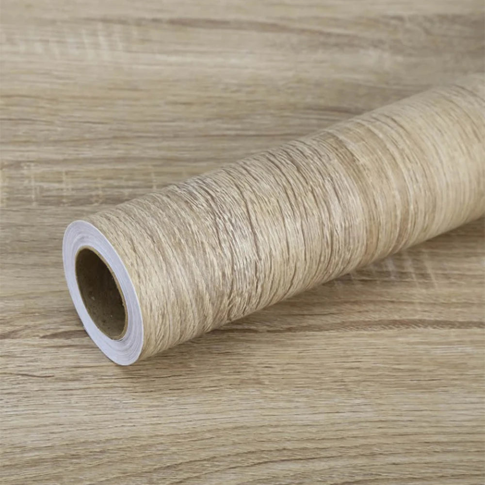 55cm Wide Wood Grain Home Decor Furniture Waterproof Vinyl Wall Sticker Self Adhesive PVC Wallpaper Kitchen Cabinet Door Sticker