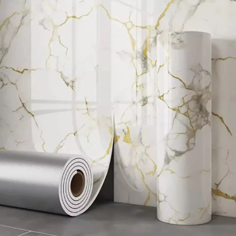 Waterproof and antifouling wall sticker self-adhesive wallpaper 1 roll thick foam marble wallpaper for bedroom and living room