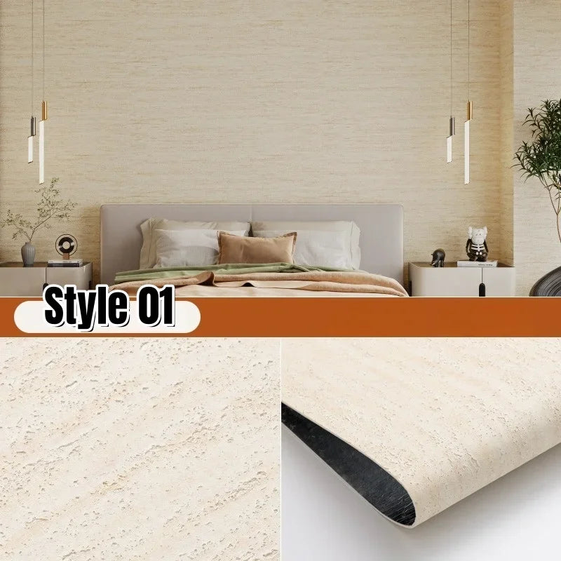 Soft Imitate Roman Travertine Slate Wallpapers 3D Textured Thickening Wall Panel Scalable Flexible Self-adhesive Wall Stickers