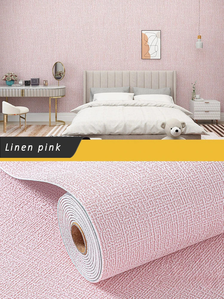 Self-adhesive Diatom Mud Wallpaper Thickened TV Background Linen wallpaper Bedroom Renovation Home Decor XPE Foam Wall Stickers