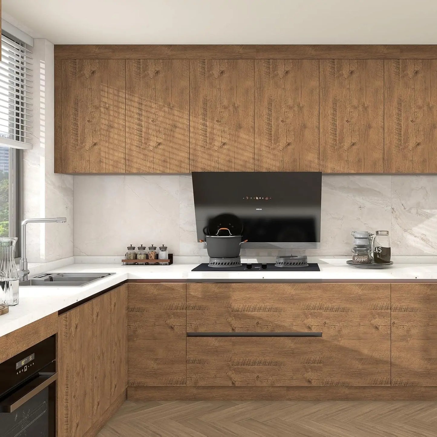 55cm Wide Wood Grain Home Decor Furniture Waterproof Vinyl Wall Sticker Self Adhesive PVC Wallpaper Kitchen Cabinet Door Sticker