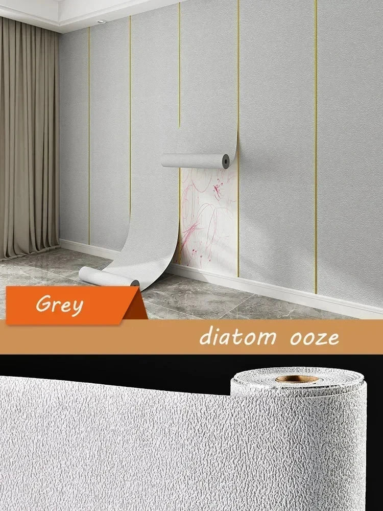 Self-adhesive Diatom Mud Wallpaper Thickened TV Background Linen wallpaper Bedroom Renovation Home Decor XPE Foam Wall Stickers