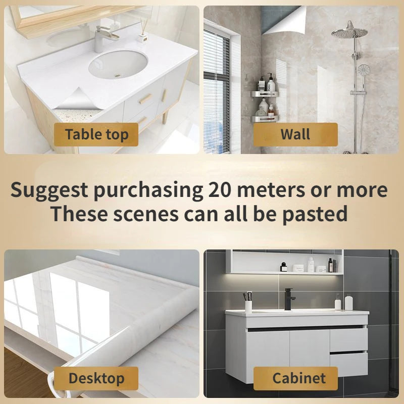 80CM Marble Self Adhesive Waterproof Wallpaper for Bathroom Wall Deocr Kitchen Oil Proof Mould-Proof Wall Stickers Home Decor