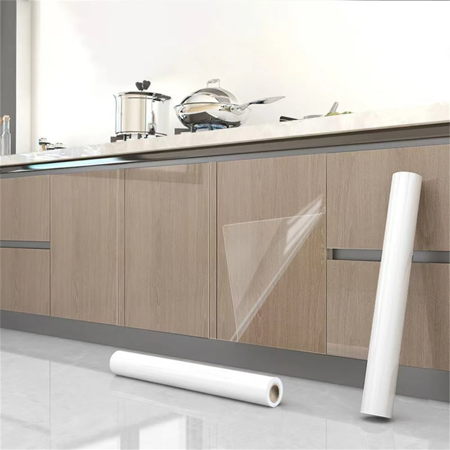 5/8M Kitchen Backsplash Wall Protector Kitchen Oil Proof Wall Sticker Self-Adhesive Film Removable For Cupboard Clear Wallpaper