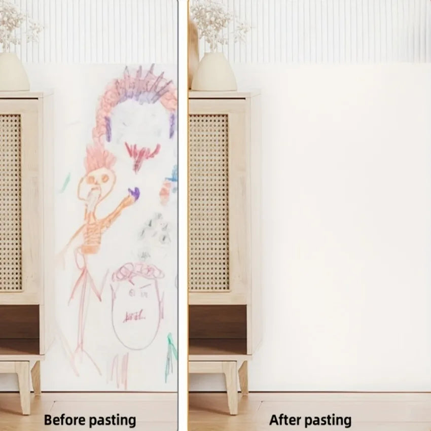 Self-Adhesive White PVC Wallpaper Waterproof Moisture-Resistant Home Renovation Bedroom & Living Room Table Decor Wallpaper
