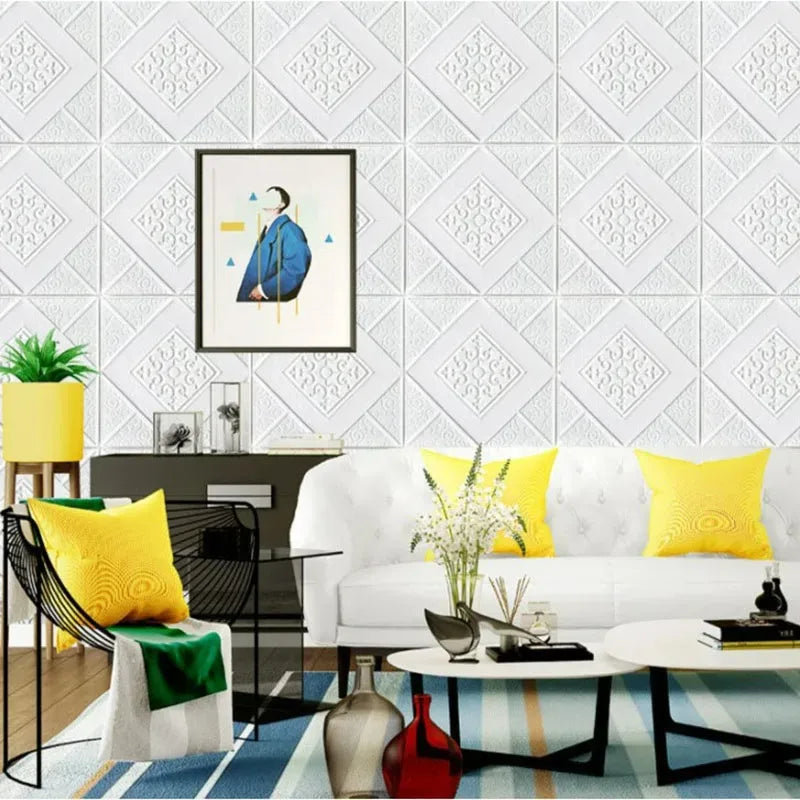 5-20Pcs 35*35cm Ceiling Wallpaper 3D Brick Waterproof Wall Stickers Foam Wall Paper Self-Adhesive Home Decor