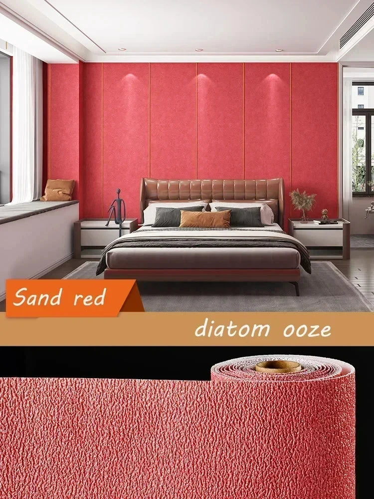Self-adhesive Diatom Mud Wallpaper Thickened TV Background Linen wallpaper Bedroom Renovation Home Decor XPE Foam Wall Stickers