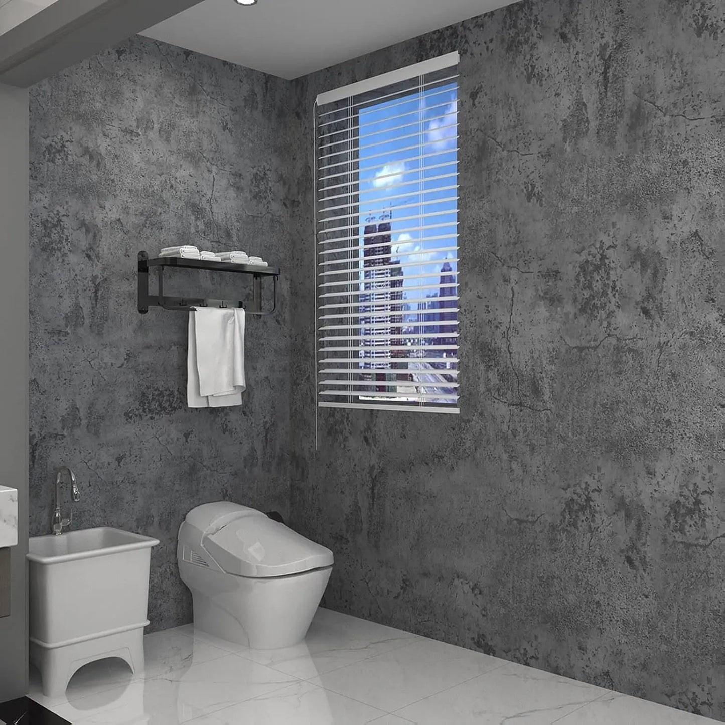 Cement Gray Stickers Self-adhesive Waterproof Retro Old Mottled Pattern Wall Stickers Dark Gray Wallpaper Industrial Style Room