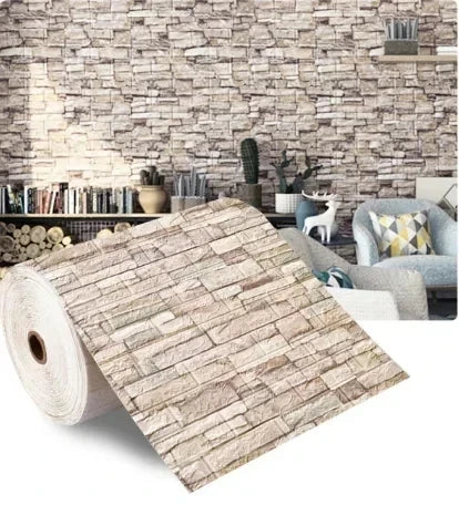 70cmx1/5/10m 3D Wallpaper Decoration Self-adhesive Antique Foam Brick Wallpaper Living Room Bedroom Waterproof 3D Wall Sticker