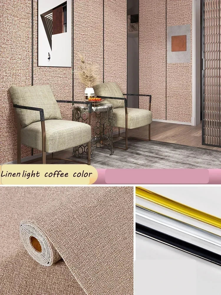 Self-adhesive Diatom Mud Wallpaper Thickened TV Background Linen wallpaper Bedroom Renovation Home Decor XPE Foam Wall Stickers