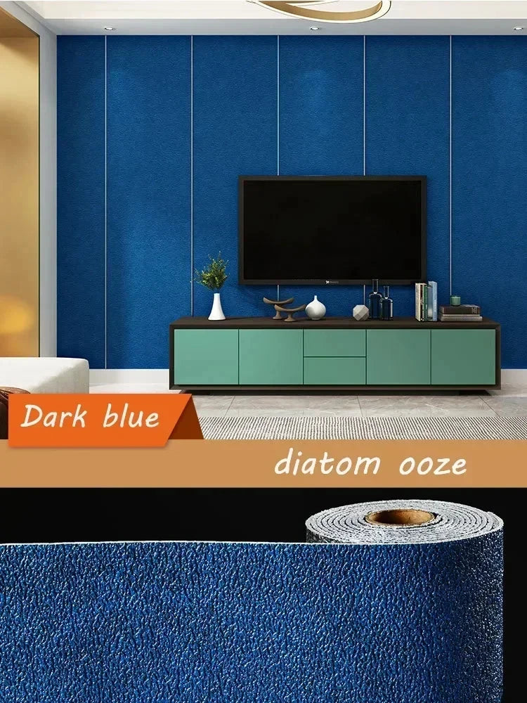 Self-adhesive Diatom Mud Wallpaper Thickened TV Background Linen wallpaper Bedroom Renovation Home Decor XPE Foam Wall Stickers