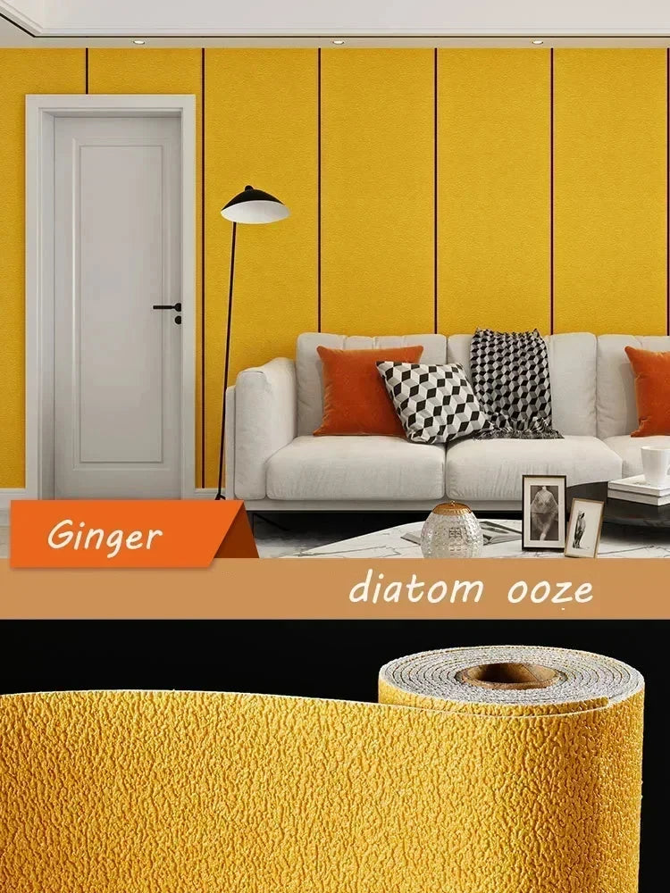 Self-adhesive Diatom Mud Wallpaper Thickened TV Background Linen wallpaper Bedroom Renovation Home Decor XPE Foam Wall Stickers