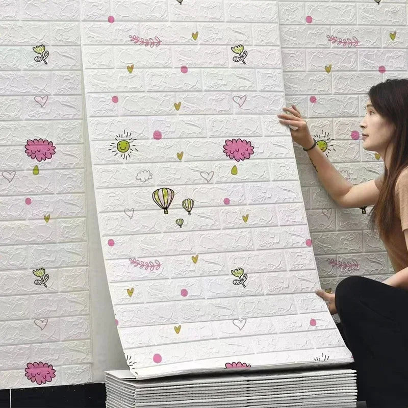 70cmX500cm DIY 3D Wallpaper Moisture Proof Modern Home Decoration Self-adhesive Waterproof Wall Stickers Brick Pattern