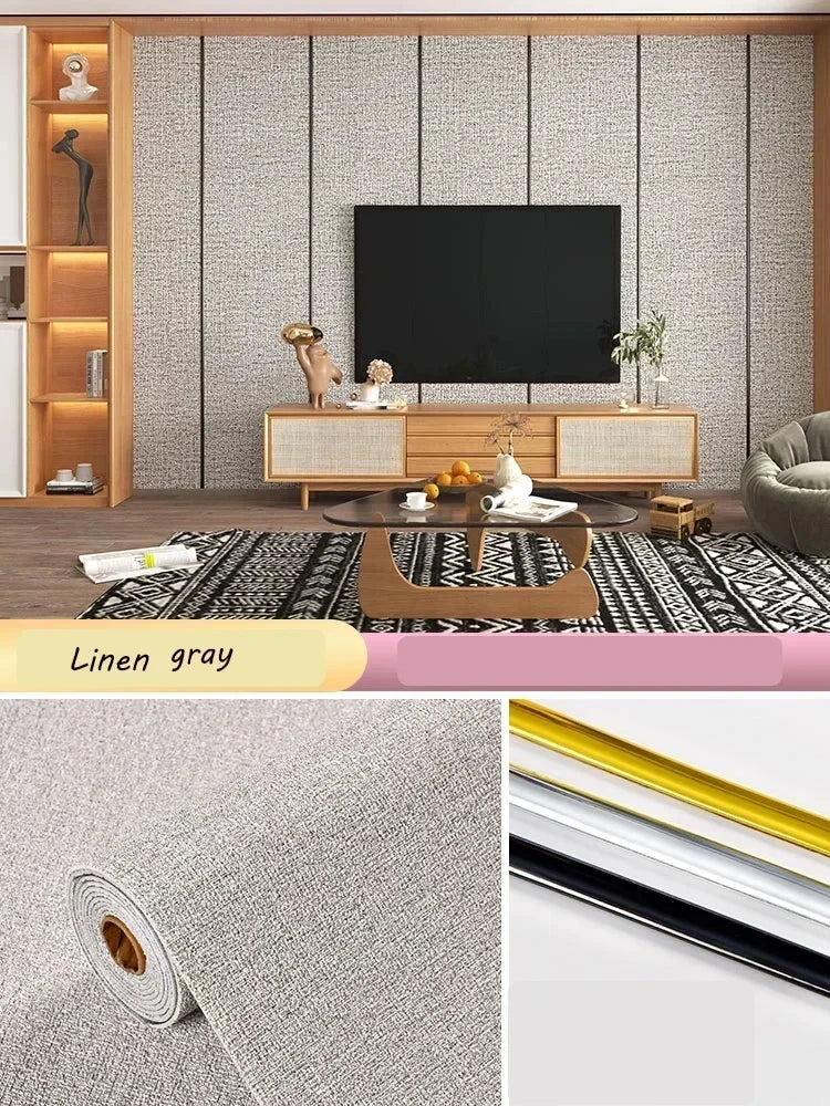 Self-adhesive Diatom Mud Wallpaper Thickened TV Background Linen wallpaper Bedroom Renovation Home Decor XPE Foam Wall Stickers