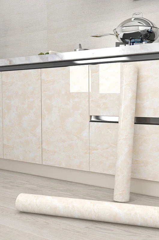Kitchen Cabinet Pearlescent White Marble Contact Paper Vinyl Self Adhesive Waterproof Wallpaper Peel and Stick Decor Stickers