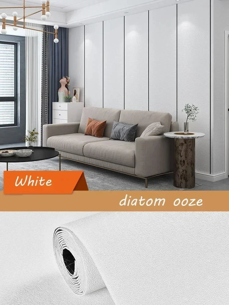 Self-adhesive Diatom Mud Wallpaper Thickened TV Background Linen wallpaper Bedroom Renovation Home Decor XPE Foam Wall Stickers