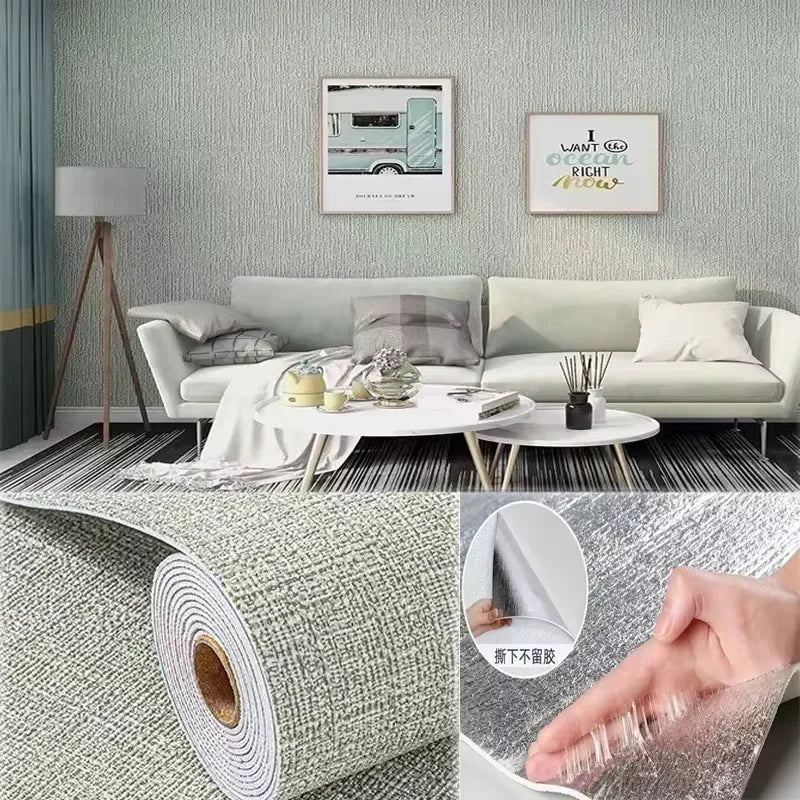 3D Linen Foam Wall Stickers Self-adhesive PVC Thickened Waterproof Background Wall Renovation Wallpaper for Bedroom Living Room