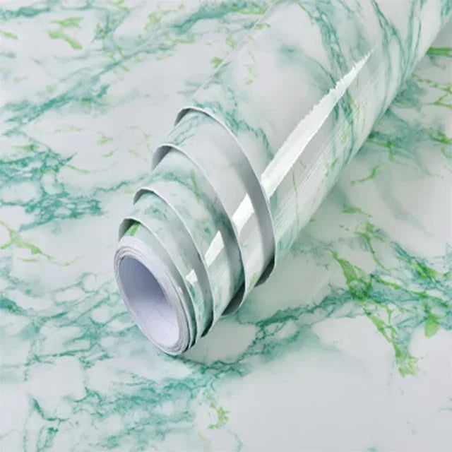 60cm Width Glossy Self Adhesive Solid Wallpaper Vinyl Marble Wall Stickers Waterproof Contact Paper for Kitchen Home Decor Film