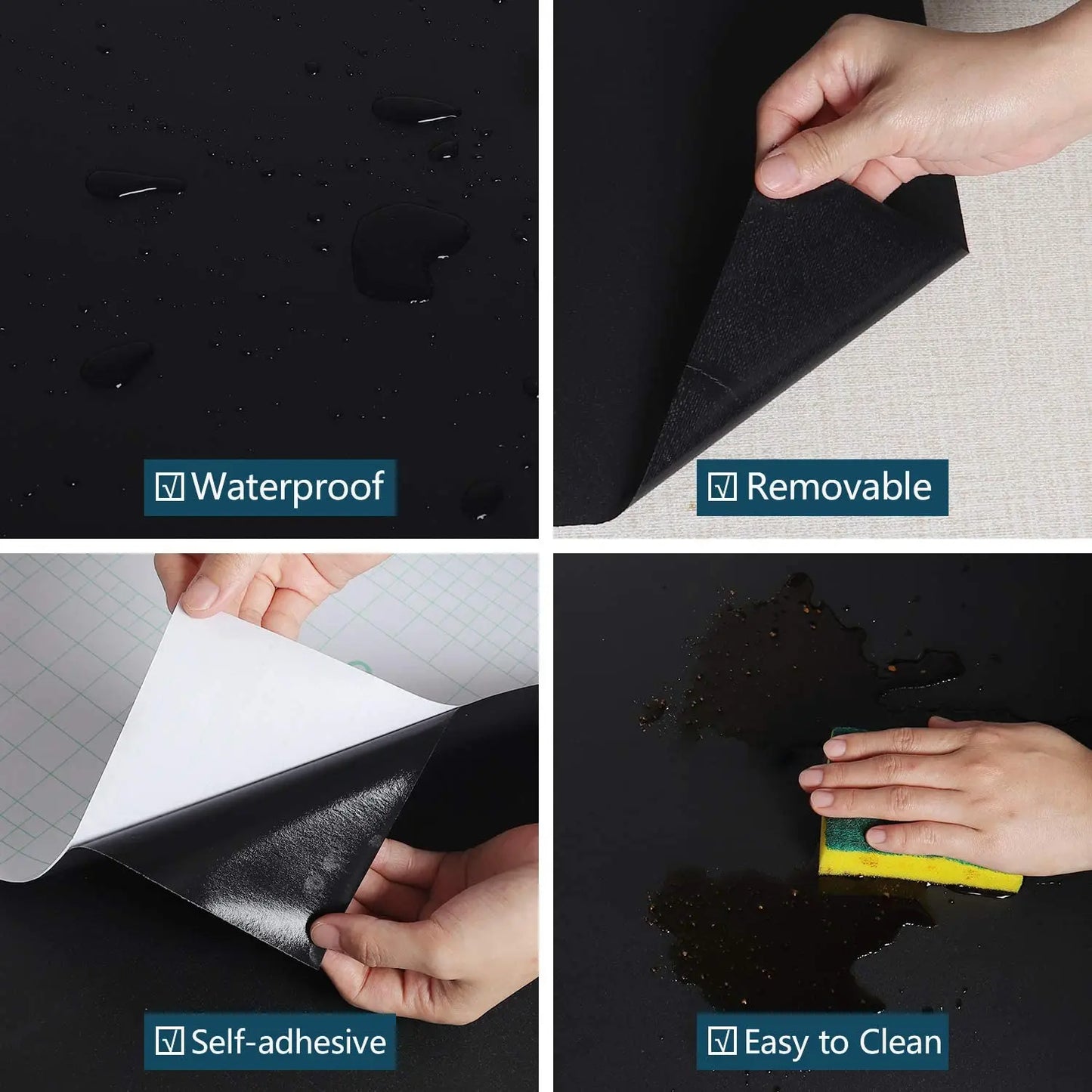 40CM Width Self-adhesive Film Black Matt Thickened Sticker Furniture Kitchen for Cupboards Tables Wall DIY Renovation Wallpaper