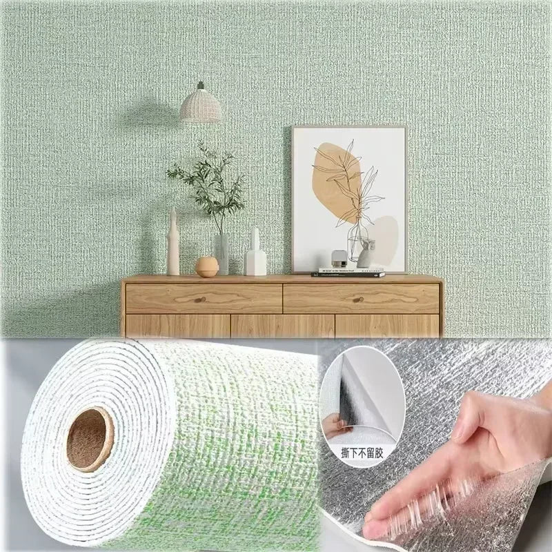 3D Linen Foam Wall Stickers Self-adhesive PVC Thickened Waterproof Background Wall Renovation Wallpaper for Bedroom Living Room
