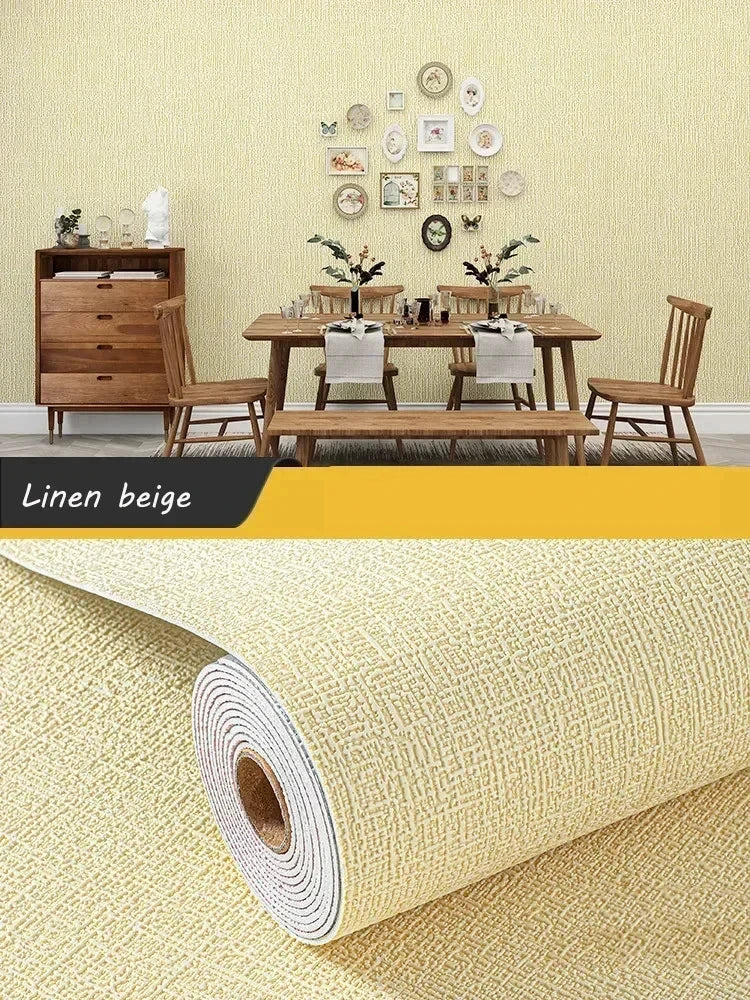 Self-adhesive Diatom Mud Wallpaper Thickened TV Background Linen wallpaper Bedroom Renovation Home Decor XPE Foam Wall Stickers