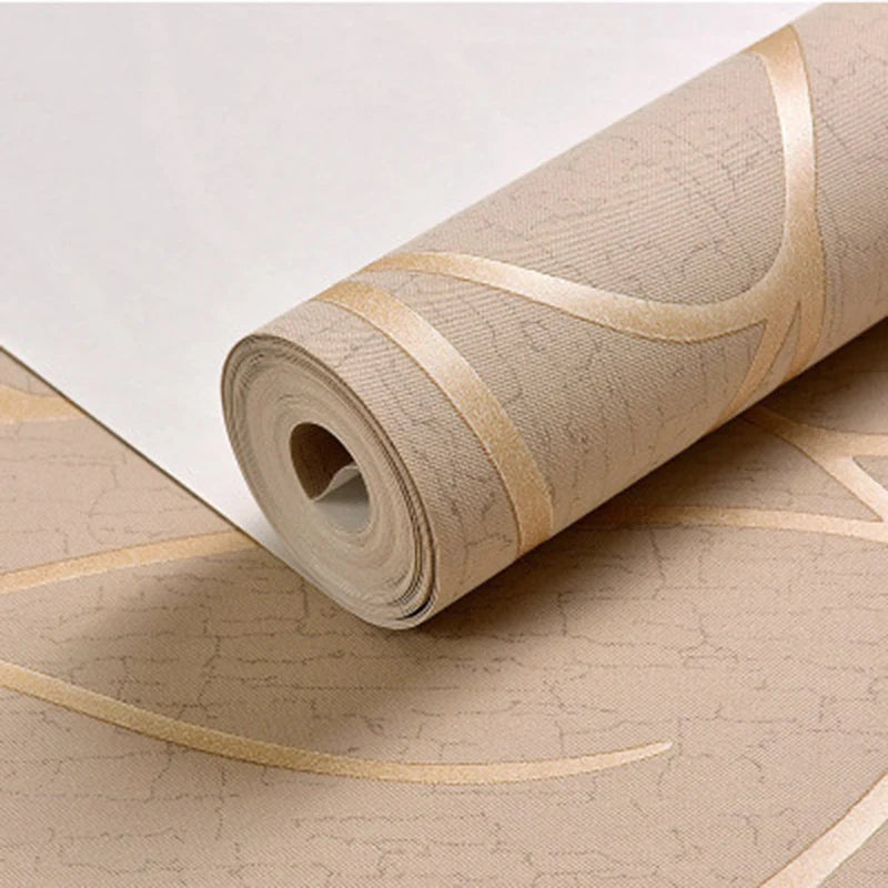 53cm European Modern Bedroom Background 3D Non-woven Moisture-proof Wallpaper Curve Stripes Thickened Wall Stickers
