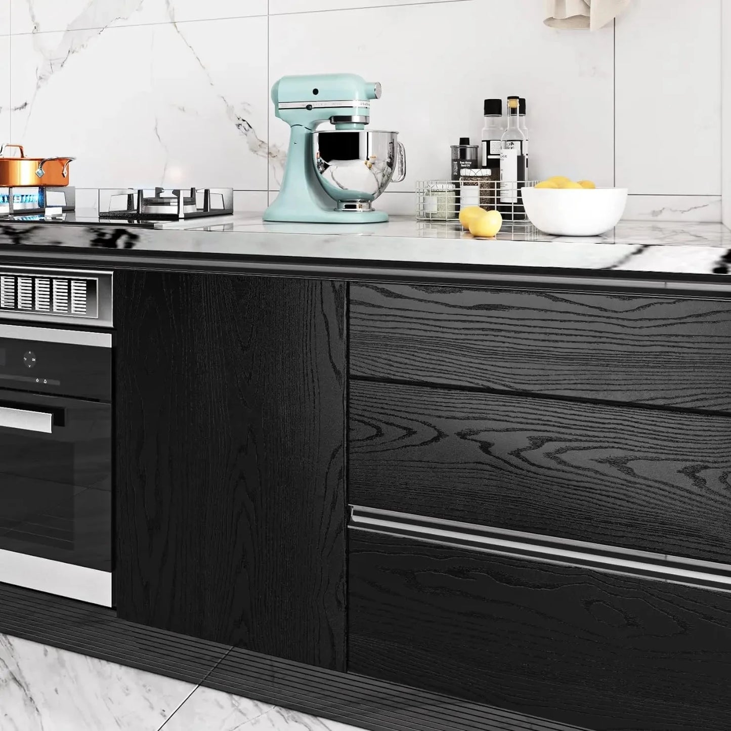 Black Wood Grain Wallpaper Peel And Stick Contact Paper Removable Vinyl Self Adhesive Wallpaper Decorative For Countertops