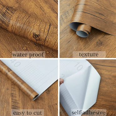 55cm Wide Wood Grain Vinyl Wallpaper for Door Wardrobe Cupboard Table Furniture Waterproof Self Adhesive Stickers Home Decor Fil