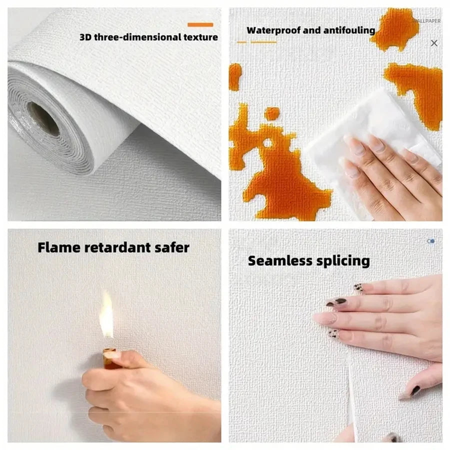 Self-adhesive Diatom Mud Wallpaper Thickened TV Background Linen wallpaper Bedroom Renovation Home Decor XPE Foam Wall Stickers