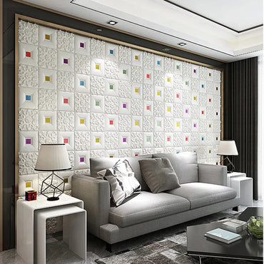 70cmx1m/2m/3m/5m/10m Waterproof 3D Stereo Wall Sticker Ceiling Bedroom Living Room Self-adhesive Background Decoration Wallpaper
